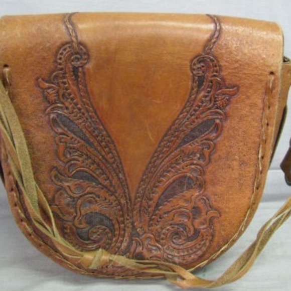 Angel Wings, Vintage tooled carved purse - Picture 2 of 2
